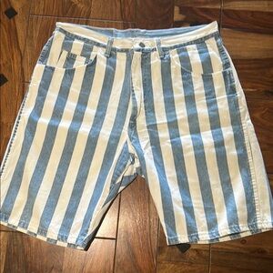 Vintage 90’s Wrangler Blue and White Jean Shorts Striped Denim